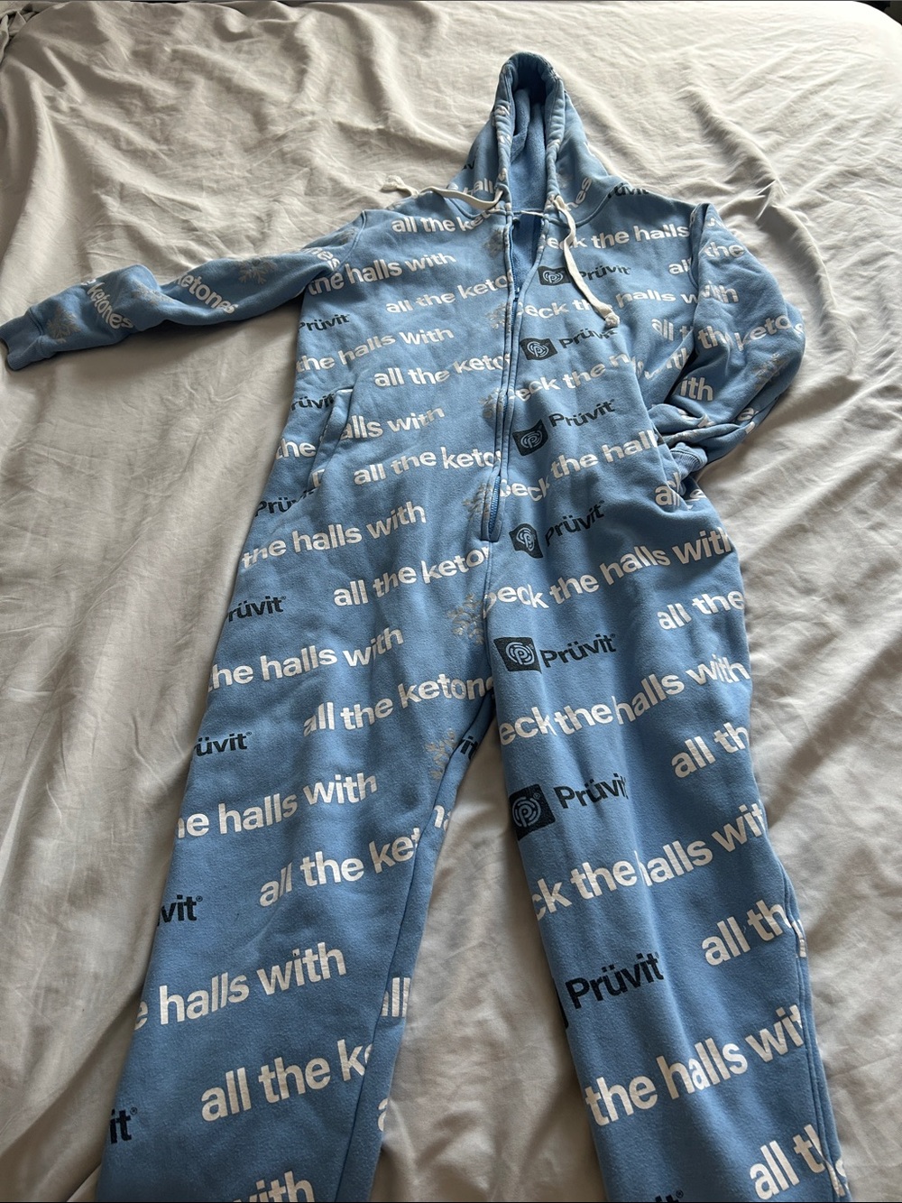 Pruvit Blue Logo Fleece Onesie Hoodie